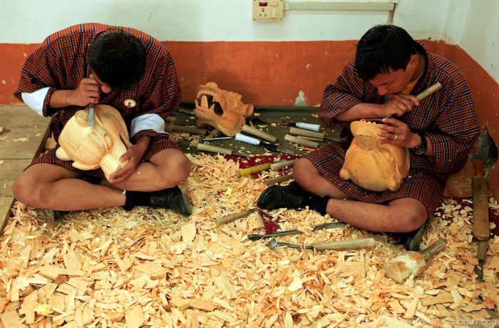 WOOD CARVING IN TRASHI YANGTSE