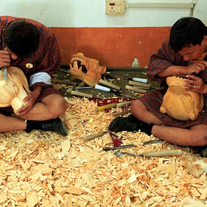 Bhutanese Woodcarving students